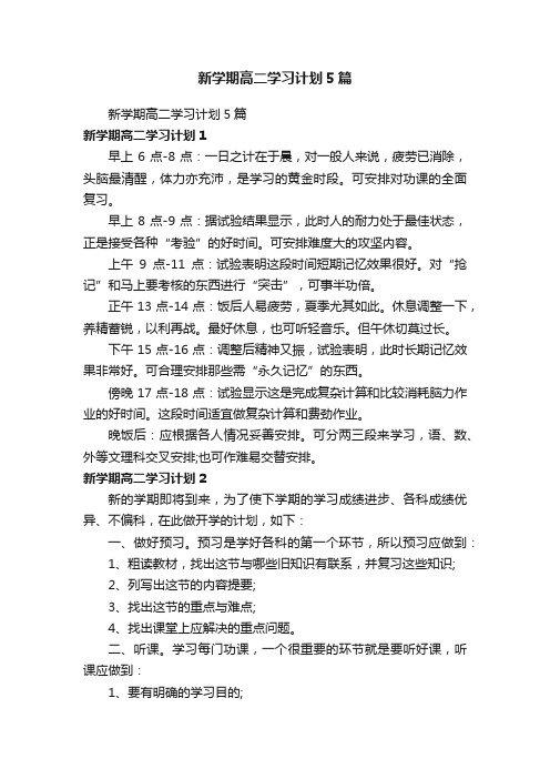 新学期高二学习计划5篇