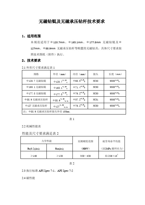 无磁钻铤及无磁承压钻杆