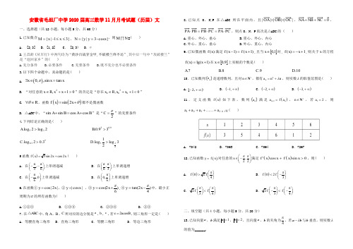 安徽省毛坦厂中学2020届高三数学11月月考试题(历届)文