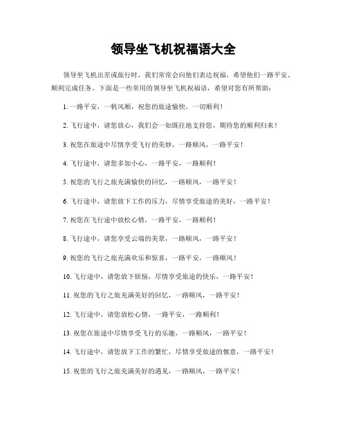 领导坐飞机祝福语大全