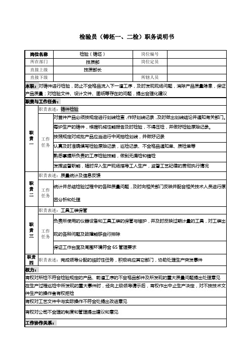 检验员(铸件一、二检)