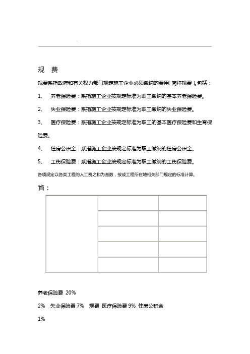 各公路工程规费费率汇总