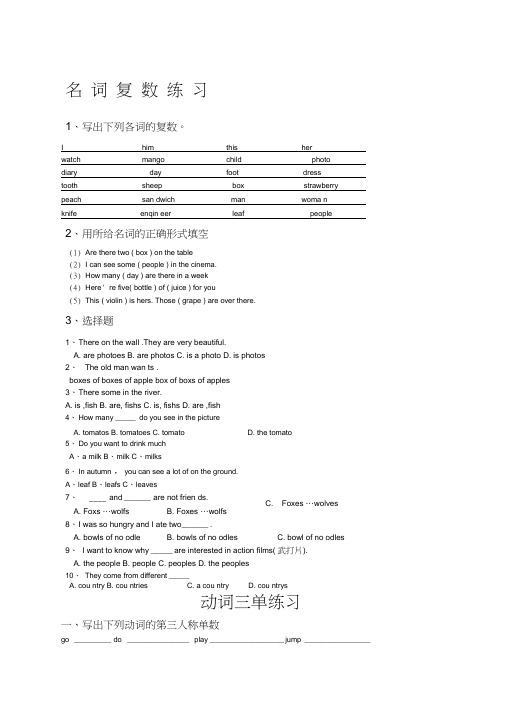 名词复数和动词三单练习(20210118183840)