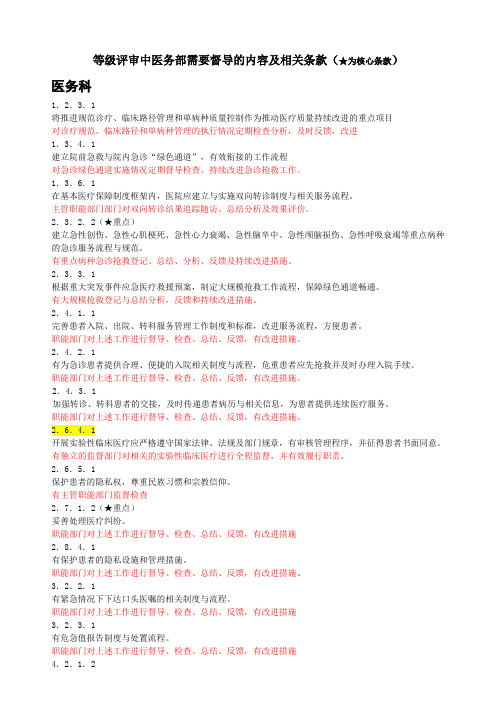 三级医院评审中需要督导的内容汇总(医疗) (分工版)
