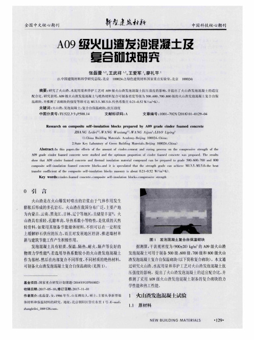 A09级火山渣发泡混凝土及复合砌块研究