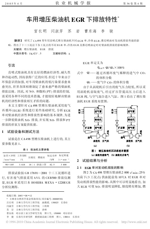 车用增压柴油机EGR下排放特性