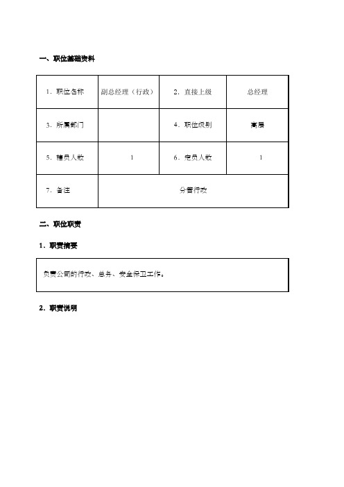 副总经理行政职位说明书