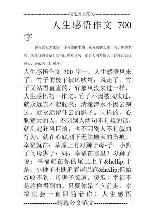 人生感悟作文700字