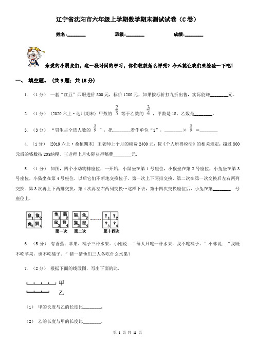 辽宁省沈阳市六年级上学期数学期末测试试卷(C卷)