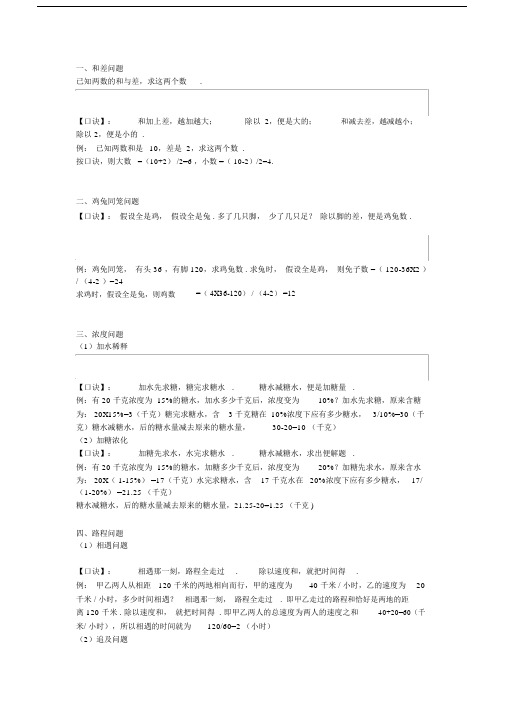 小学五年级数学10种经典题型汇总.docx