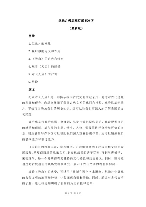 纪录片天启观后感500字