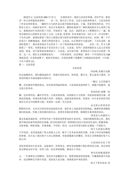 无私的爱(500字)作文