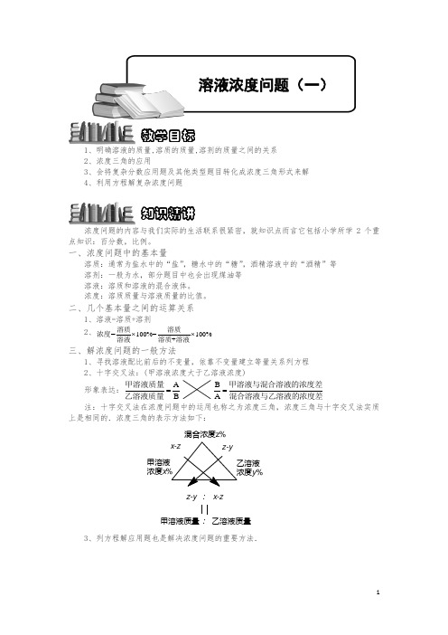 小学奥数6-2-6 溶液浓度问题(一).专项练习及答案解析