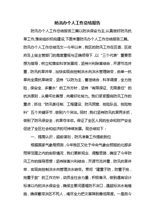 防汛办个人工作总结报告