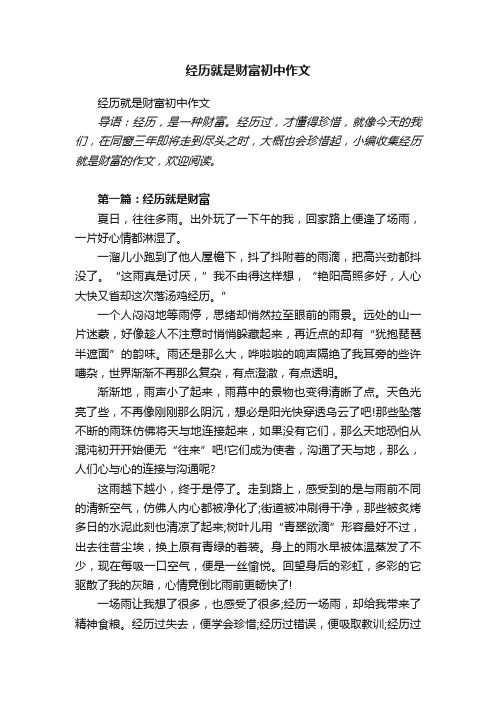 经历就是财富初中作文