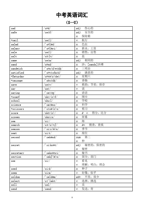 2024年中考英语词汇汇总