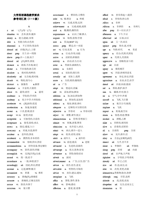 大学英语四级4795词完美打印版资料