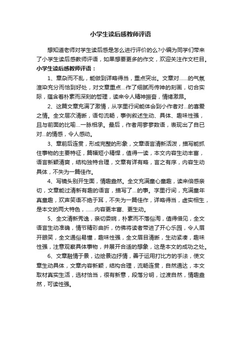 小学生读后感教师评语