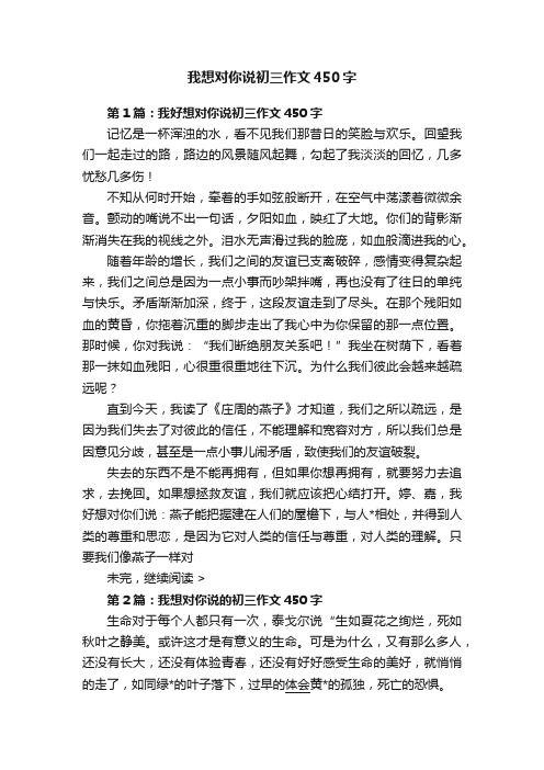 我想对你说初三作文450字