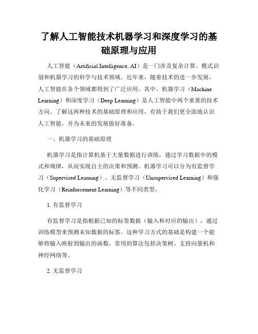 了解人工智能技术机器学习和深度学习的基础原理与应用