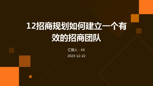 招商规划如何建立一个有效的招商团队