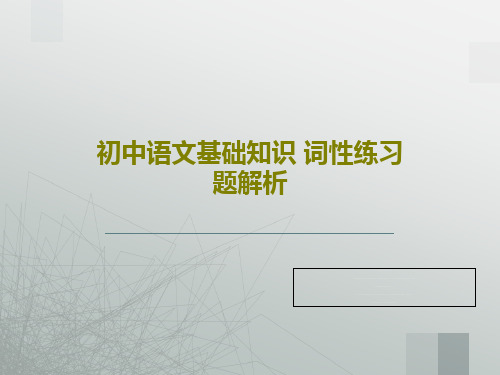 初中语文基础知识 词性练习题解析共23页文档