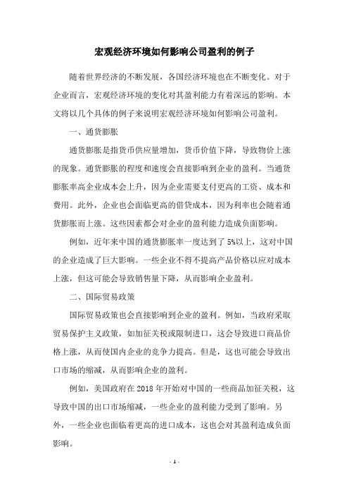 宏观经济环境如何影响公司盈利的例子