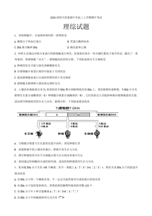 2020届四川省棠湖高三上学期期中考试理综试题