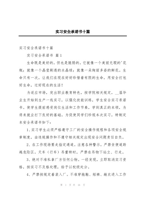 实习安全承诺书十篇