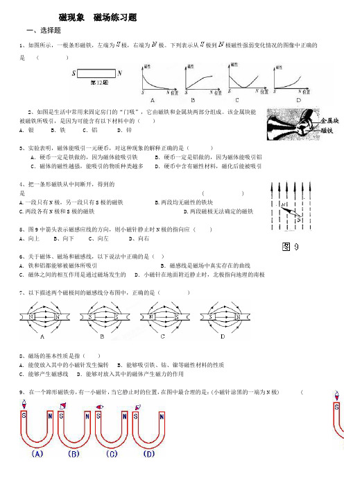 (完整版)磁现象和磁场练习题