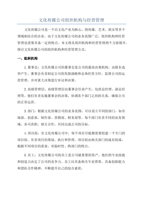 文化传媒公司组织机构与经营管理