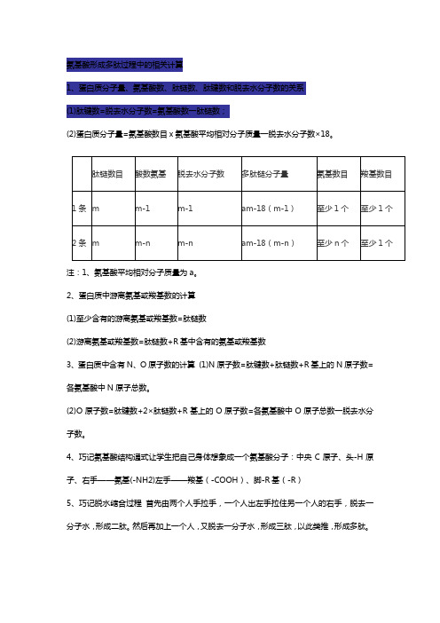 氨基酸形成多肽过程中的相关计算