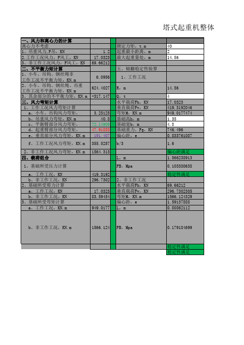 塔式起重机整体稳定性计算校核