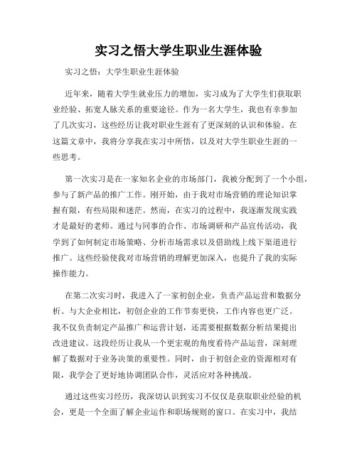 实习之悟大学生职业生涯体验