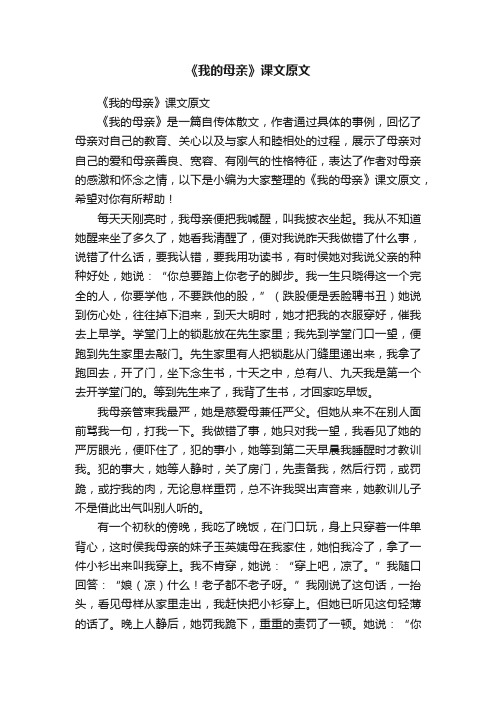 《我的母亲》课文原文