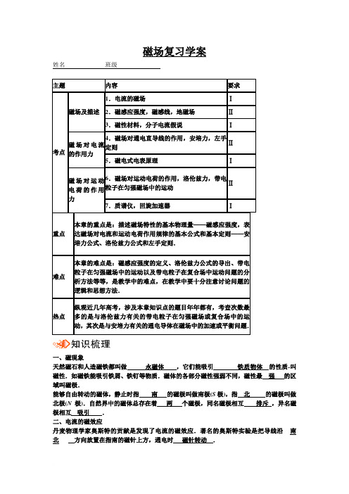 磁场知识点学案 - 答案版