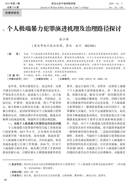 个人极端暴力犯罪演进机理及治理路径探讨