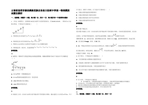 云南省昆明市禄劝彝族苗族自治县大松树中学高一物理模拟试题含解析