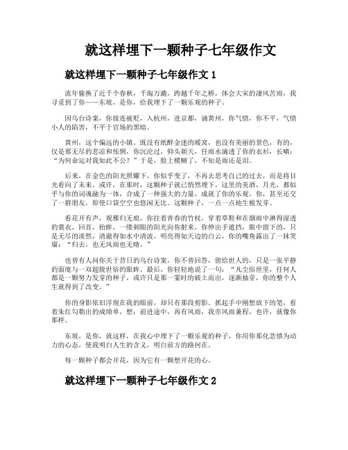 就这样埋下一颗种子七年级作文