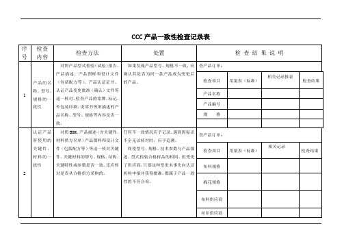 ccc产品一致性检查记录表