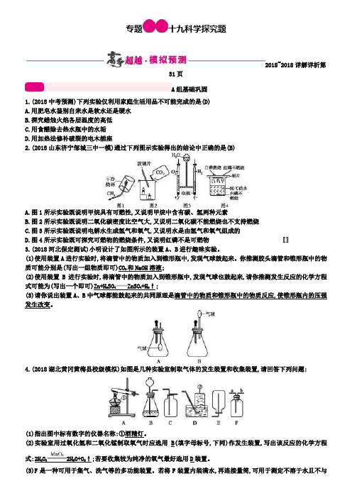 中考化学第二轮复习专题：十九科学探究题