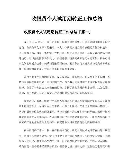 收银员个人试用期转正工作总结