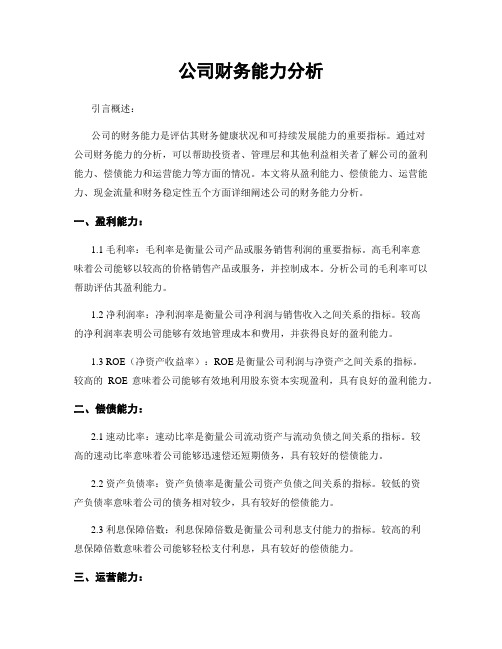 公司财务能力分析