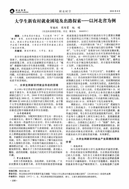 大学生新农村就业困境及出路探索——以河北省为例