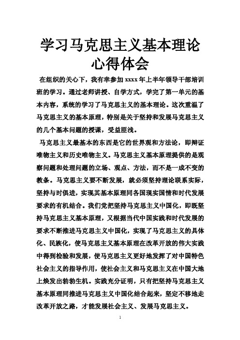 学习马克思主义基本理论心得体会