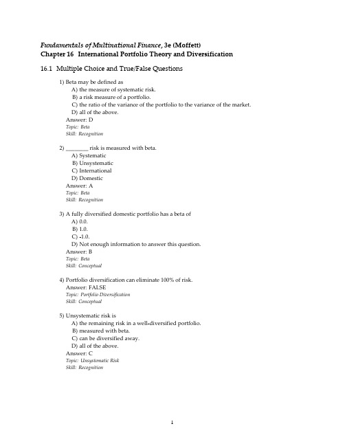 Test bank International Finance MCQ (word)Chap 16