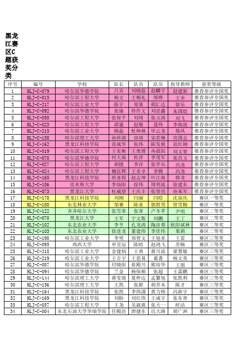 2011电子竞赛黑龙江赛区成绩