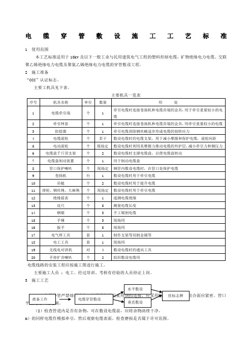 电缆穿管敷设施工工艺标准 (1)