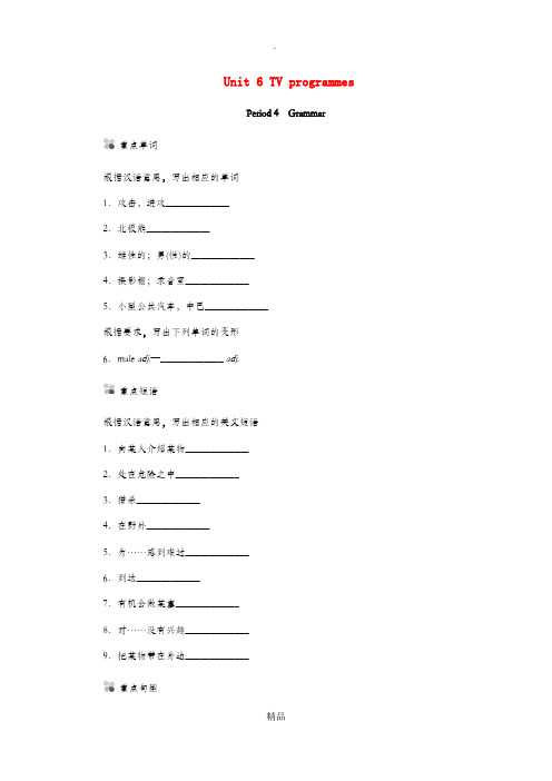 九年级英语上册Unit6TVprogrammesPeriod4Grammar听写本新版牛津版