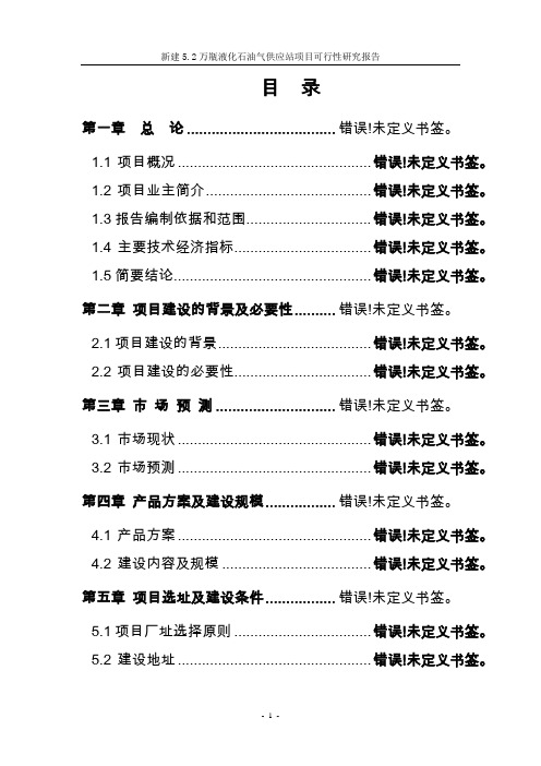 新建液化气站项目可行性研究报告